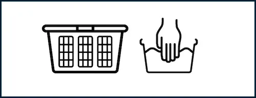 Illustration of how to wash Brynje undergarments.